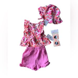 Pink Floral Baby Spring/Summer Outfit Set, 12 months